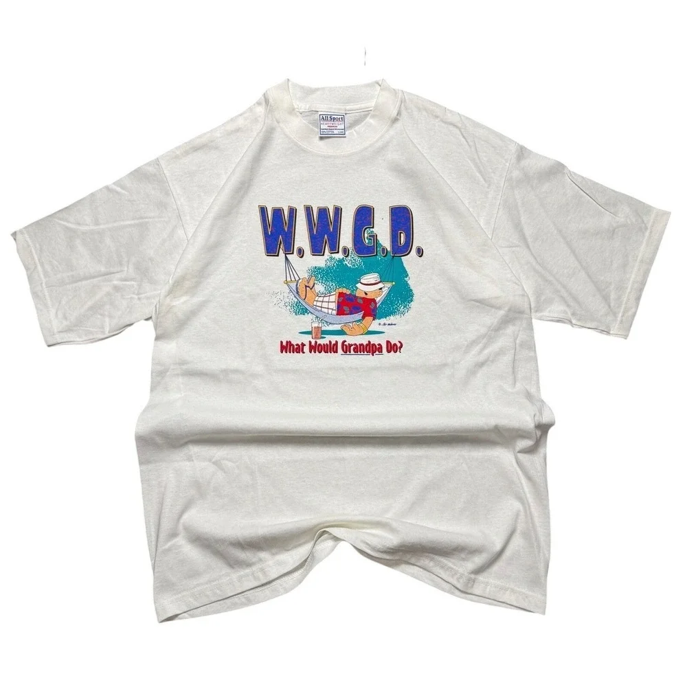 All Sport heavyweight What Would Grandpa Do Graphic T Shirt Mens L White